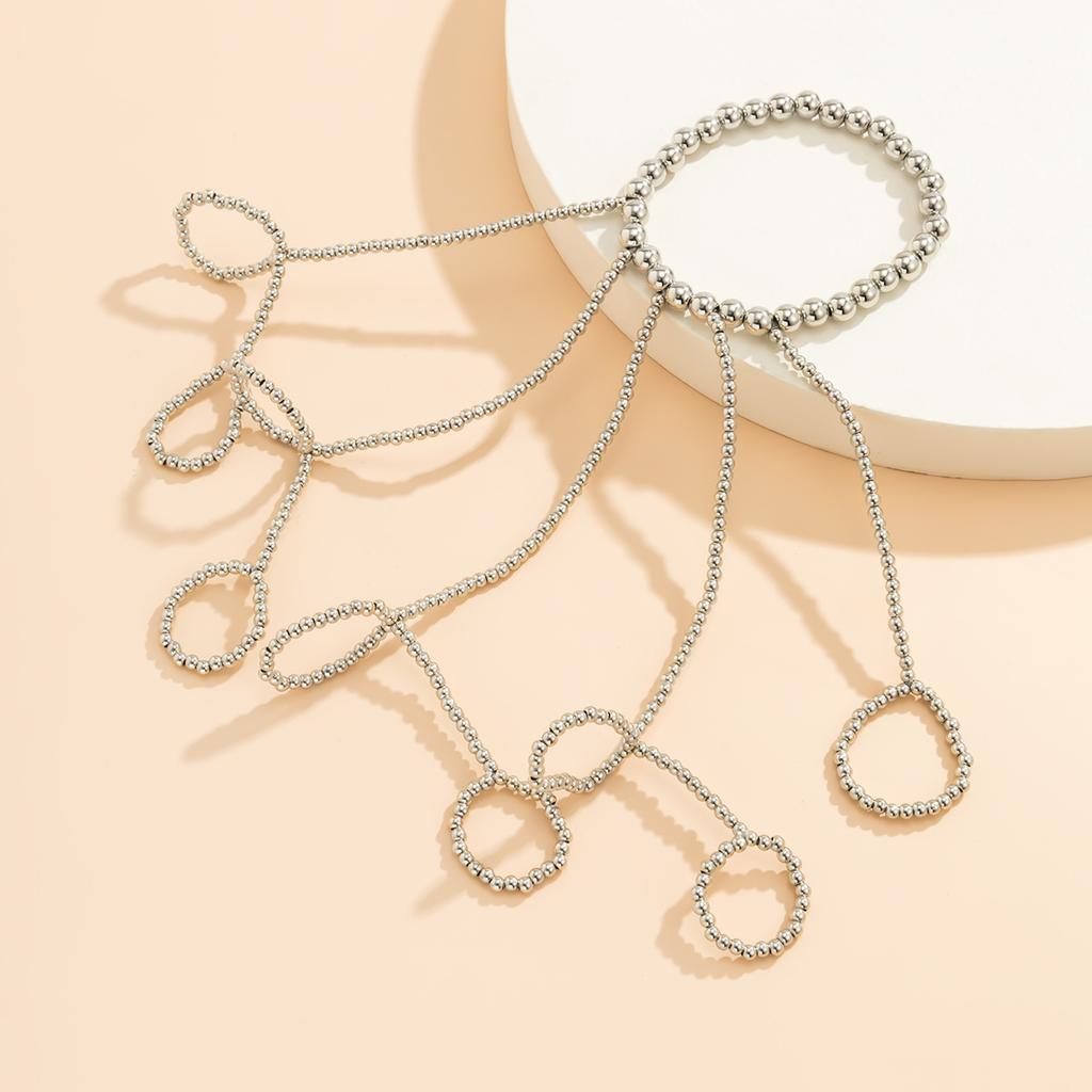 Punk Geometric  Chain Wrist Bracelet for Women Ring Charm Set Couple Emo Fashion Jewelry Gifts Pulsera Mujer