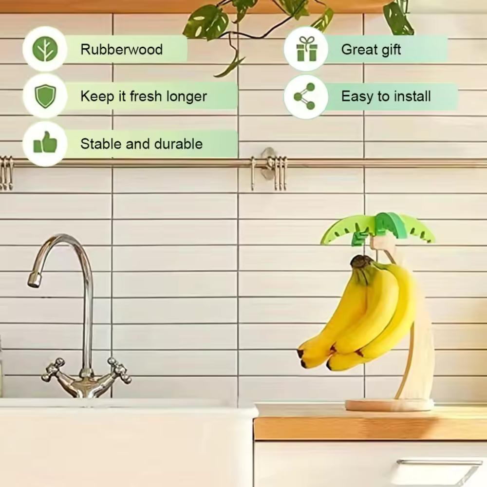 Modern Minimalist Wooden Banana Hanger Palm Tree Fruit Organizer Multi-Purpose Home Decor Kitchen Storage Rack Ins Trendy Gadget