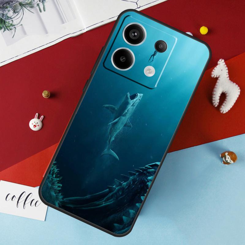 Shark Ocean Fish Case For Xiaomi Redmi Note 14 Pro 13 12 11 10 15 Pro Plus Redmi 14C 15C 10C 12C 13C 15 Cover