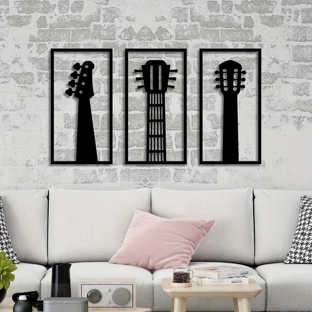 3pc/set Metal Wall Art Sculpture Decorative Musical Instrument Wall Sculpture Decor Music Style Metal Wall Decoration Music Sign