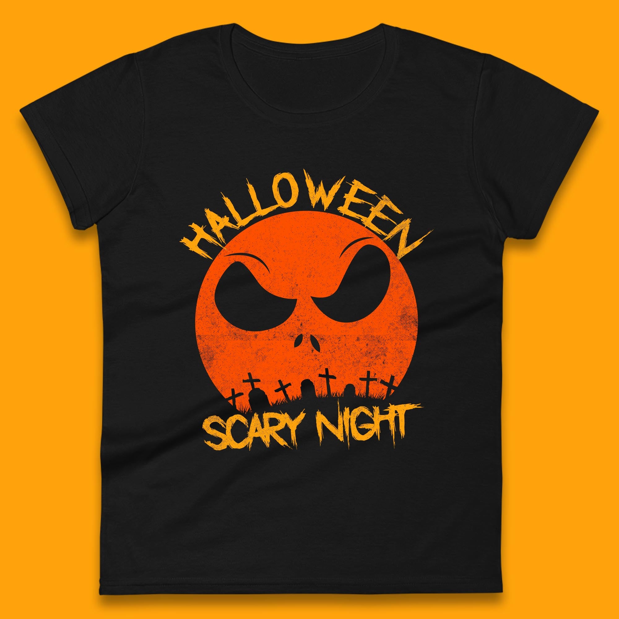 Halloween Scary Night Jack Skellington Face Womens T Shirt Mens Tops Tees Unisex S