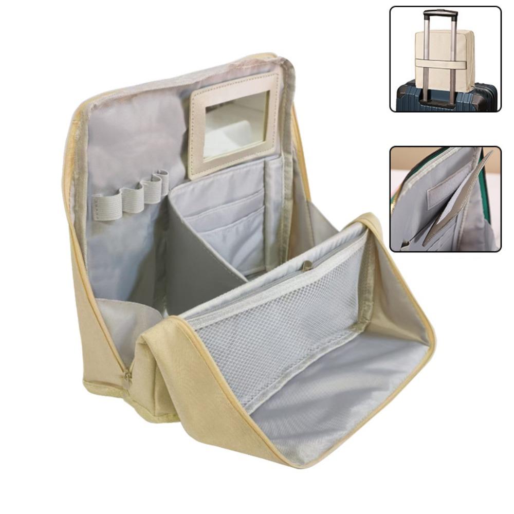 Multi-Compartment Vertical Makeup Bag Large Capacity Student Stationery Bag  Travel бежевый