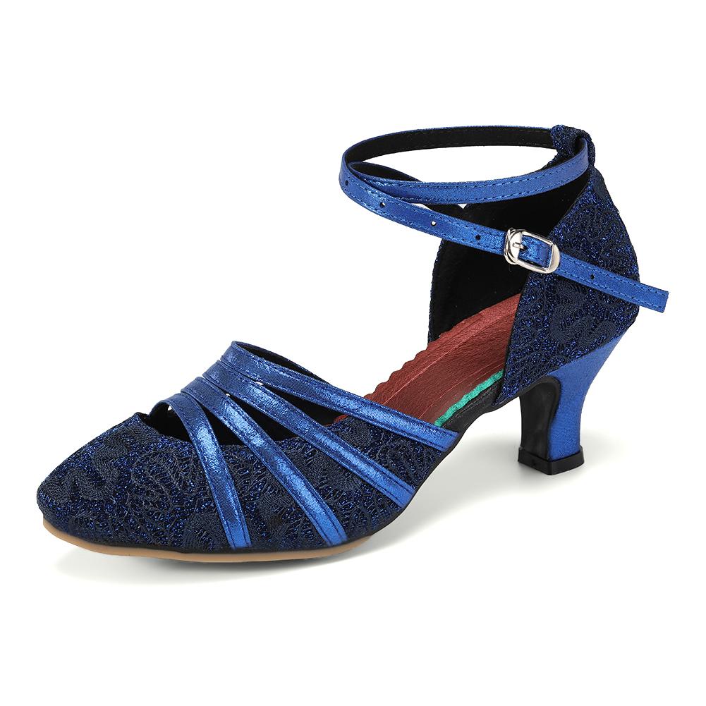 Dance Shoes for Women Hollow Women Outdoor Sandals Breathable Latin Salsa Mid Heel Ballroom Dance Shoes Heel 5.5CM