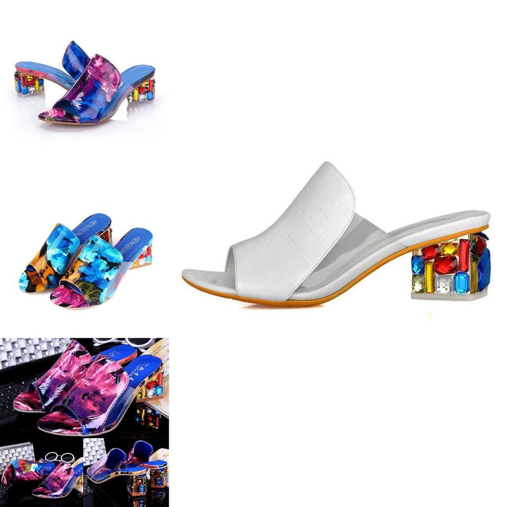 Elegant Crystal Sandals For Women With Heels Peep-toe Design Perfect For Summer