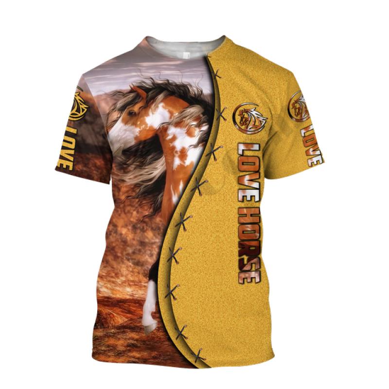 Модная популярная футболка с 3D принтом животных и лошадей для мужчин и женщин — фото 4