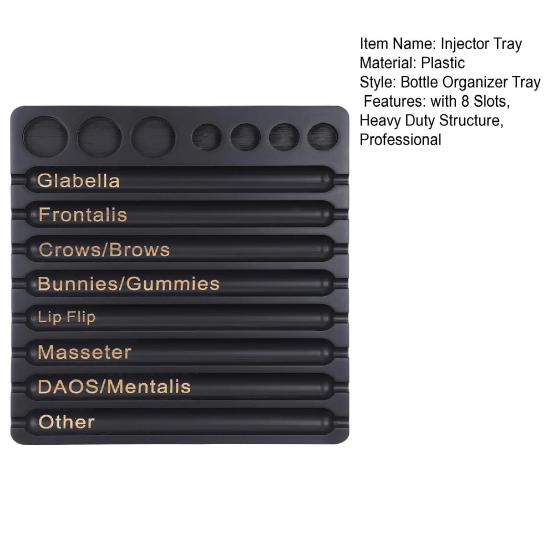 Aesthetic Practitioner Injector Tray with 8 Slots 7 Grids Professional Cosmetician Nurses Label Vial Holder Injector Storage Organizer Tray