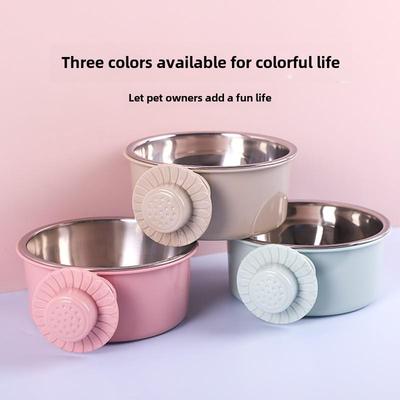 Anti-Tip Hanging Dog Bowl with Stainless Steel Water Bowl - Two-in-One Pet Dish for Dog Cages