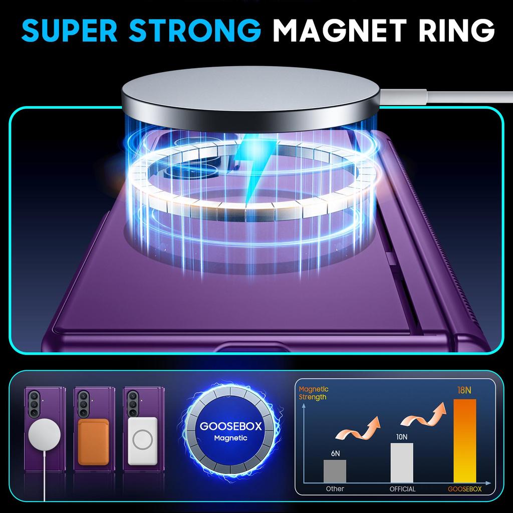 Vollständige Abdeckung mit Magnetring, integriertem Displayschutz und Ständer für Samsung Galaxy Z Fold 7 - Lila