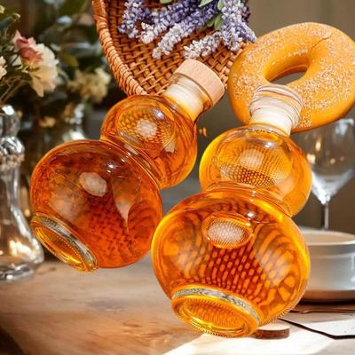 Przezroczysta Butelka Wina Kształt Dyni Wysokoborosilikolanowe Szkło Odporne na Ciepło Pusta Butelka z Nakrętką Butelka na Herbatę Mleczną Cold Brew