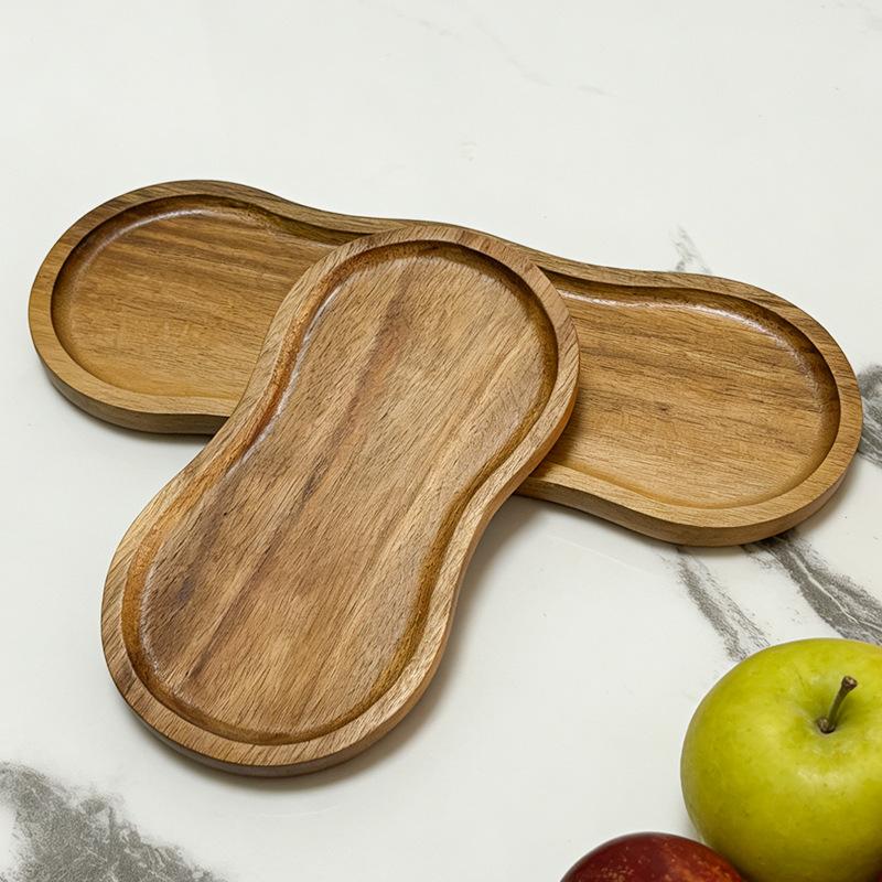 Asymmetrical Acacia Wood Tray Versatile Serving Plate for Snacks Desserts Coffee Coaster Home Afternoon Tea Table Decor
