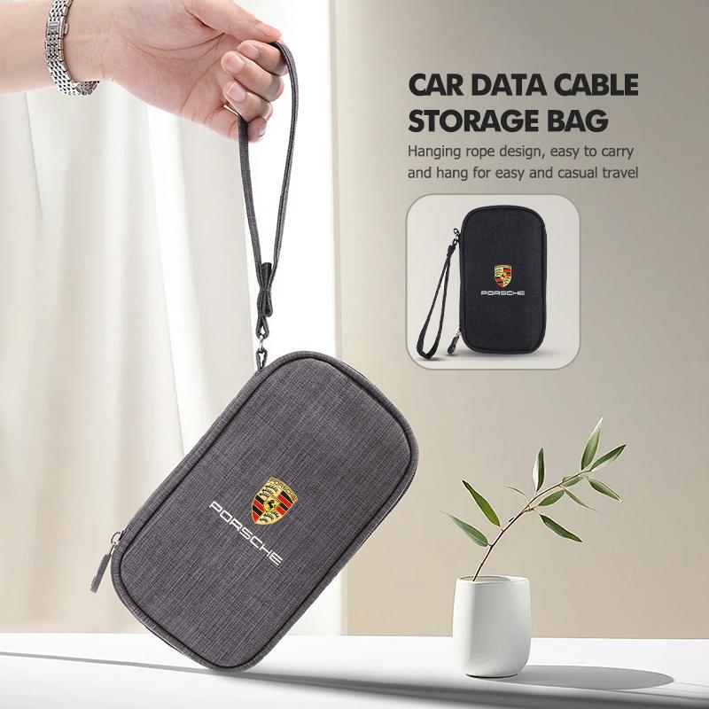 Car Data Cable Storage Protective Bag Car Storage Organizer For Porsche Cayenne Boxster Macan 968 Panamera 911 Carrera-GT 918