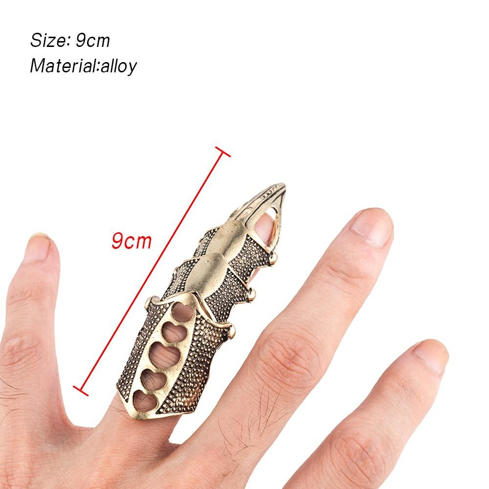 1PC Cool Men Boys Punk Gothic Rock Scroll Joint Armor Knuckle Metal Full Finger Rings Gold Cospaly DIY Rings