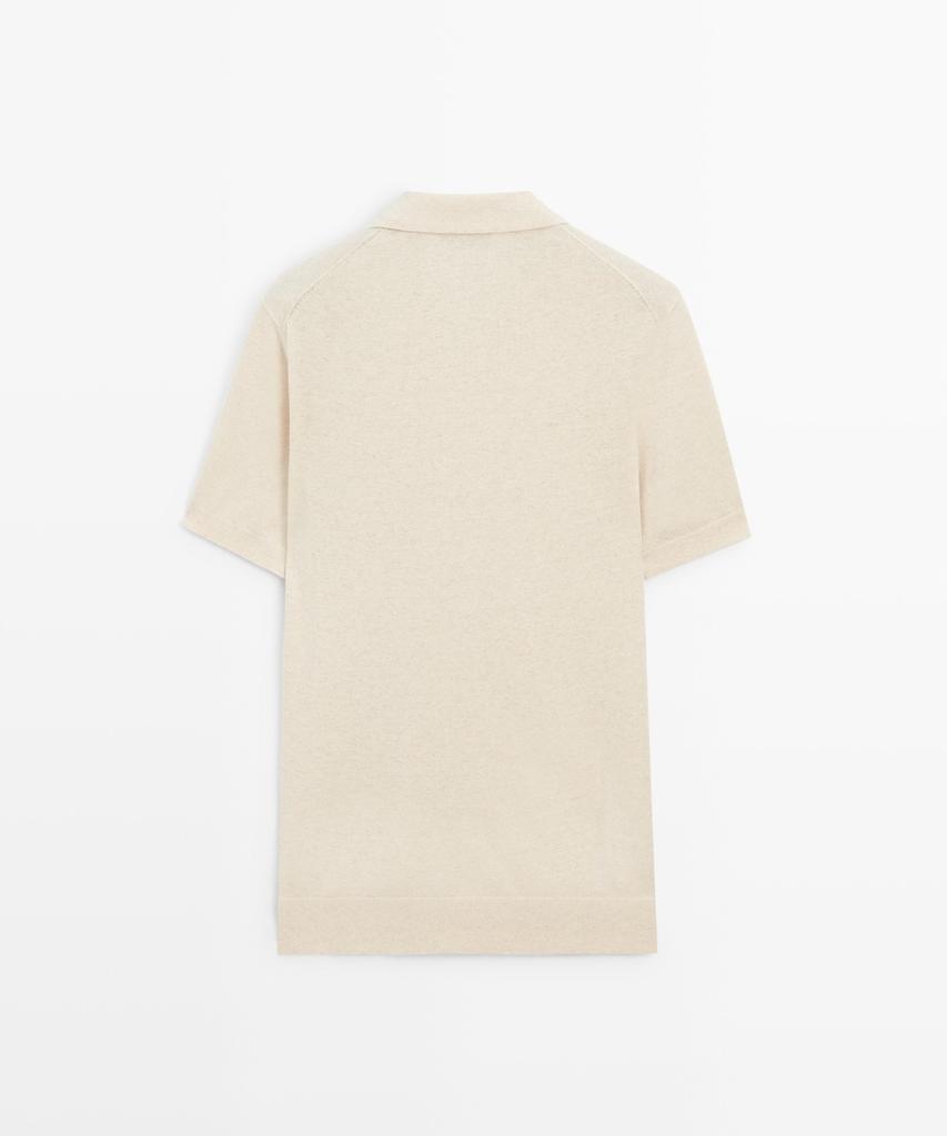 Masimodutti Cotton Linen Button Polo Shirt