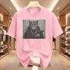 Funny Cat Graphic Print T Shirt Gang Cat Cool Hip Hop Short Sleeve T-shirts Men's Vintage Oversized Cotton T-shirt