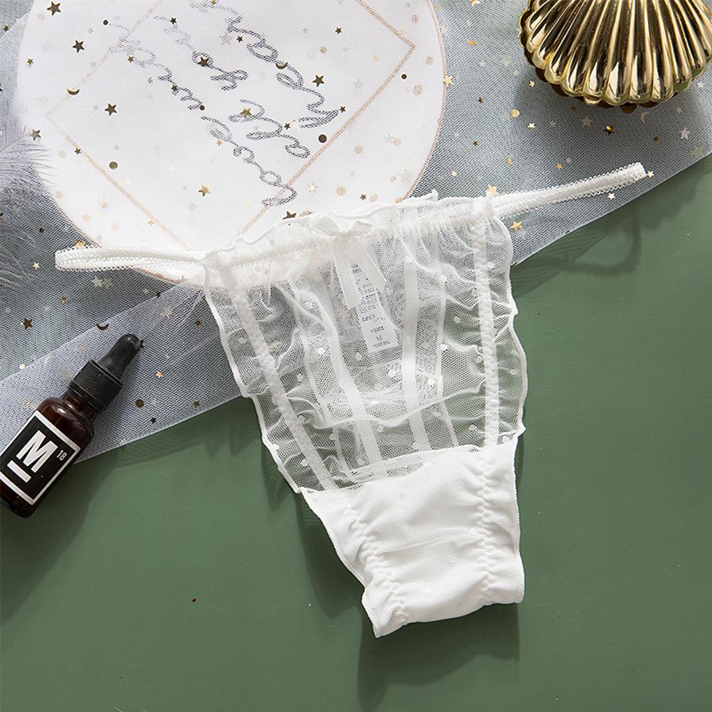 Underpants Women's Transparent Hollow Out Sexy Briefs Dots Panties Lace Thong Mesh Panties G String