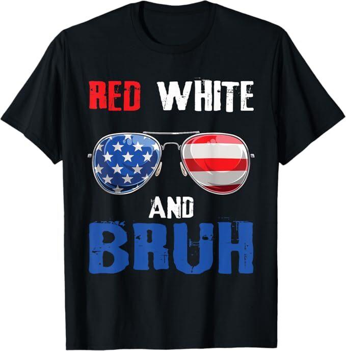 

Red White And Bruh 4th Of July Boys Patriotic Teens Kids T-Shirt M