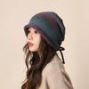 Fashion Ear Protection Gradual Change Wool Hat Showing Face Small Bag Head Stacking Hat Big Head Circumference Cold Hat Drawstring Crimping Knitted