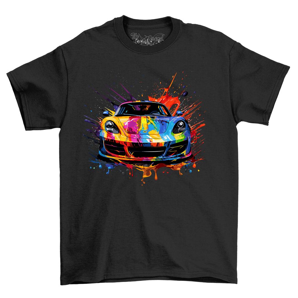 Sport Car Paint Drip Design T-Shirt Mens Womens Tees Top - Get Your Style Racing! Funny T-Shirt Mens Womens Tees Top, Unis