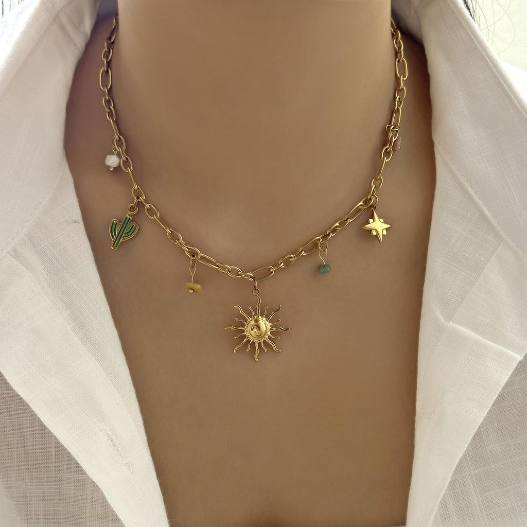 Fashion Stainless Steel Metal Conch Necklaces for Women Cute Shell Tassel Ceramic Fish Necklaces Party Daily Jewelry Gifts