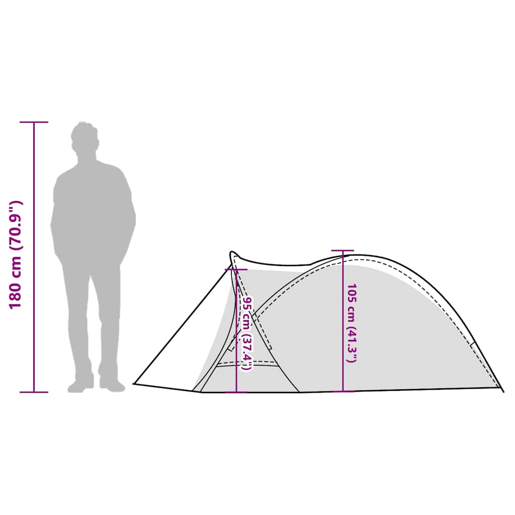 Dome Camping Tent for 2 Persons Grey and Orange Waterproof