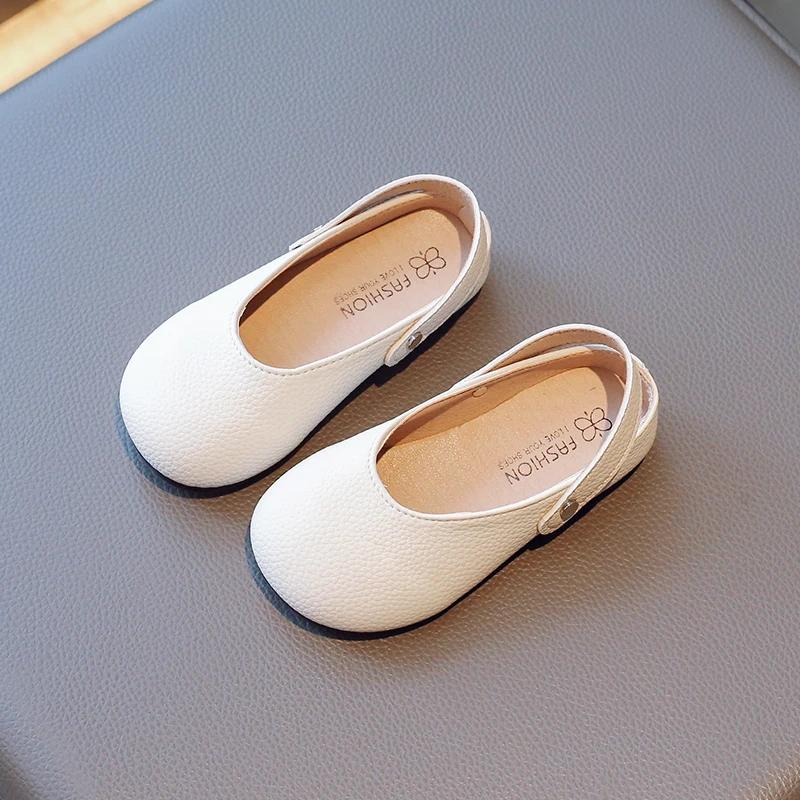 

Girl s Flat Shoes Three Color Matte Pu Leather Slip-on Children Slippers Back Strap Daily Flexiable Spring Kids Mary Janes 23-34 23