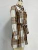 Plaid Tie-Waist A-Line Midi Dress - European-American Commuter Style for Autumn/Winter