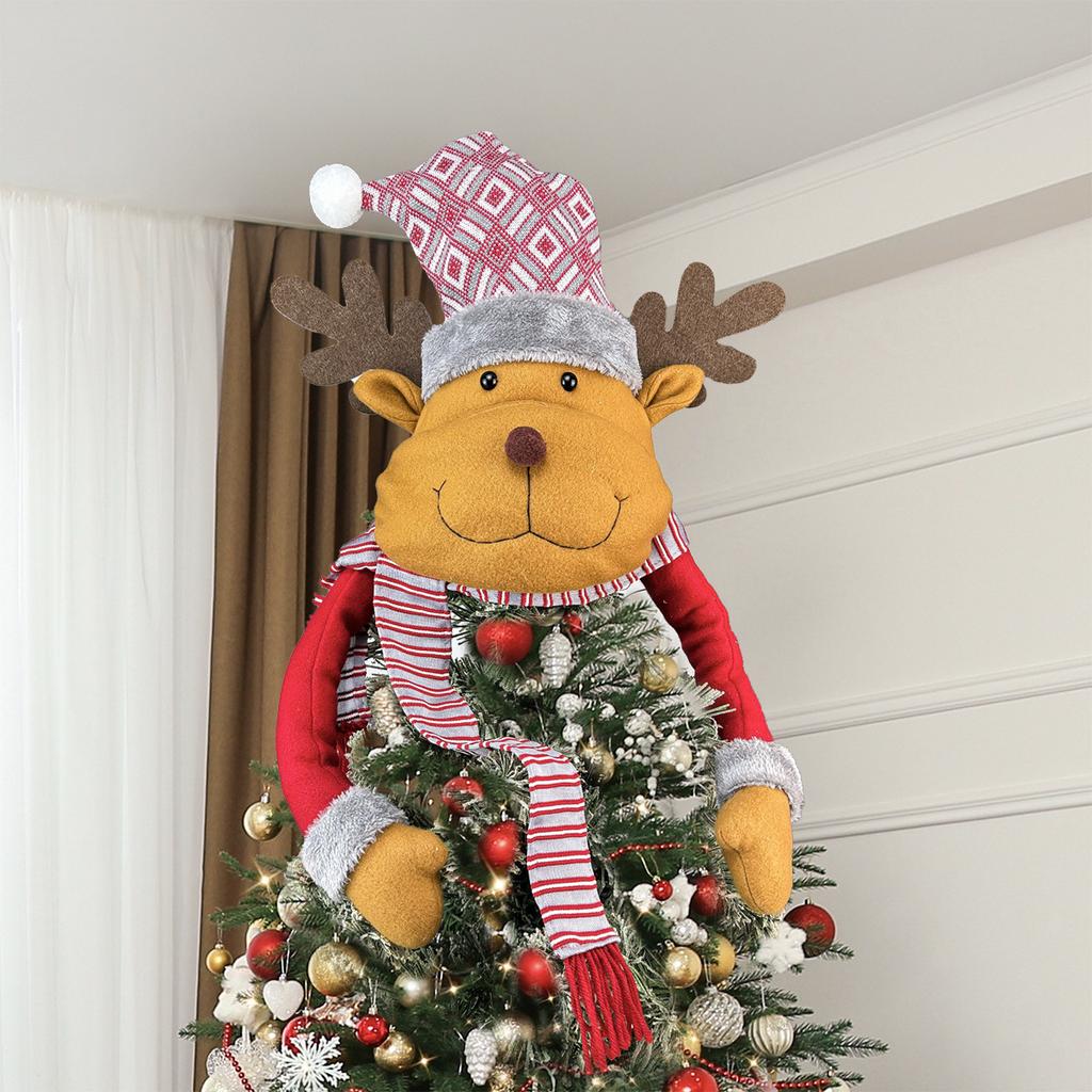 Christmas Tree Topper Xmas Tree Snowman Decoration Santa Claus Reindeer  Xmas Tree Ornaments Home Hotel Winter Party Supplies