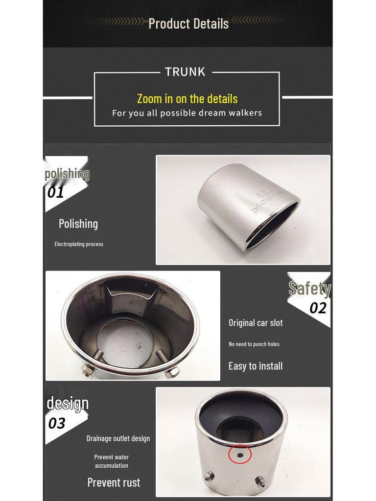 08-13 Accord Car Muffler Tailpipe with Logo