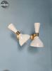 Mid Century Brass Diabolo Wall Sconce Pair: Stilnovo Style Vanity Lights