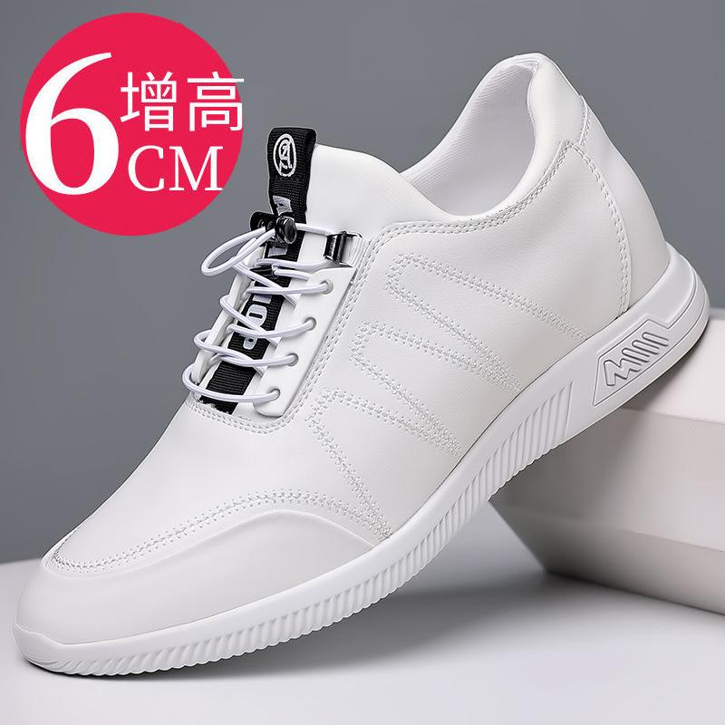 Couro 6cm invisível aumento de altura interna sapatos masculinos outono respirável malha esportes e lazer sapatos 8cm aumento de altura sapatos masculinos de couro