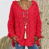 Women's Long Sleeved Hooded V Neck Knitted Loose Pullover Luxurious Relaxed-fit Slimming and Versatile Top