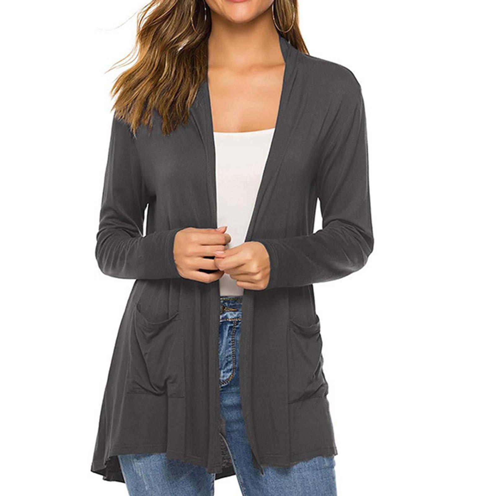 

Женский модный однотонный кардиган-жакет с длинным рукавом приталенного силуэта