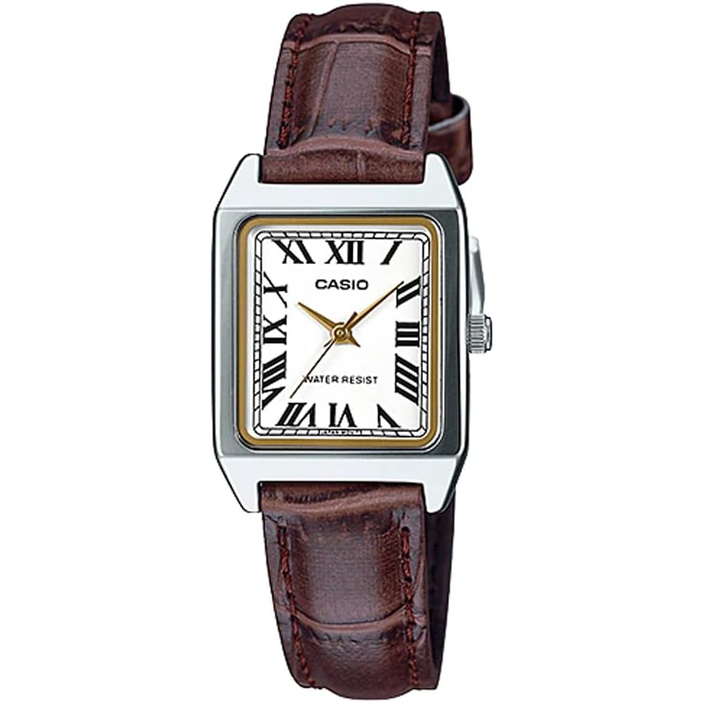 Casio Chupacasi Women s Quartz Watch Brass Leather Brown Silver Gold LTP-V007L-7B2