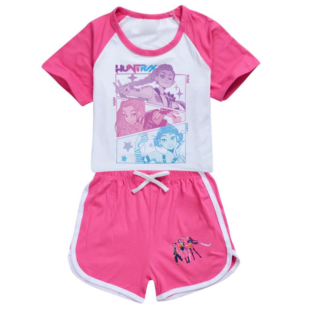 5104 Kinder Mädchen POP Rumi Zoey Mira Print T-Shirt Shorts Sport Trainingsanzug Kleidung Set