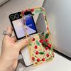 Summer Fruit Cherry Pattern Metal Connector Phone Case for Samsung Galaxy Z Flip3 Flip4 Flip5 Flip6 Flip7 Candy Color Soft TPU