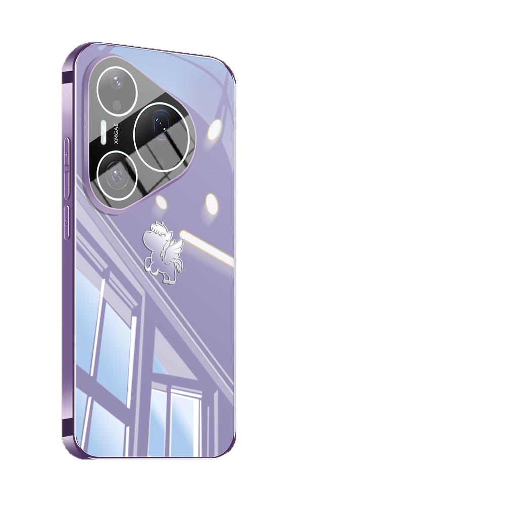 Applicable to Huawei pura90pro mobile phone case pura90 ice crystal glass case pura80/70 anti-drop with lens film