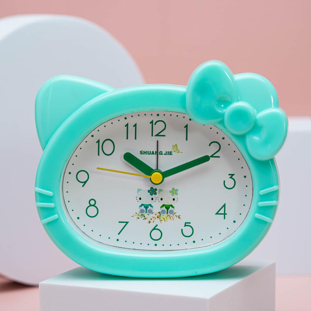 Cat cartoon alarm clock student creative plastic alarm clock with alarm clock with cute accessories clock watch