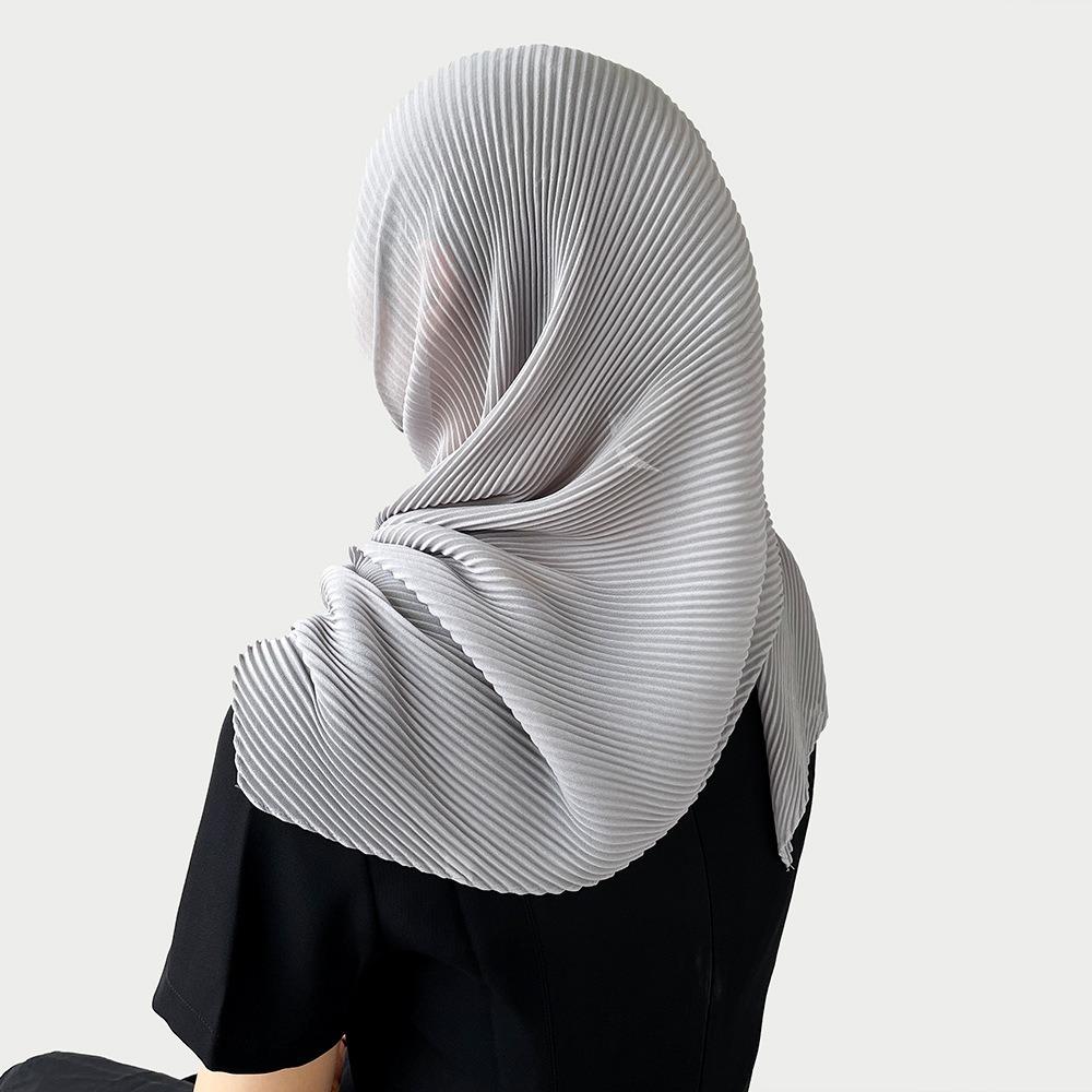 Soft Wrap Solid-color Bandana Hair Band Pleated Silk Scarf Fashion Chiffon Hair Scarf Girls
