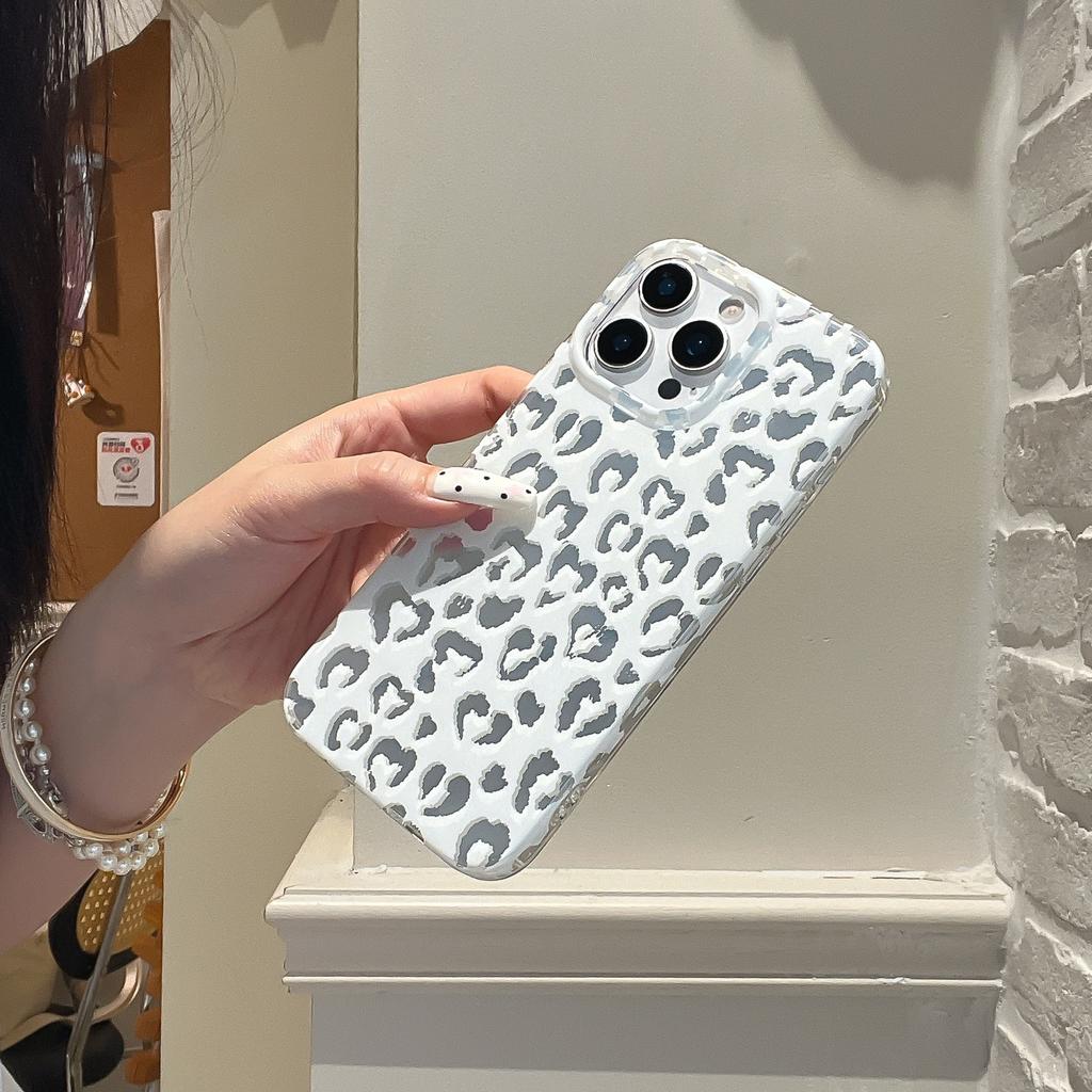 ins wind silver leopard print is suitable for iPhone17Pro max Apple 16Pro mobile phone case double-layer IMD advanced sense