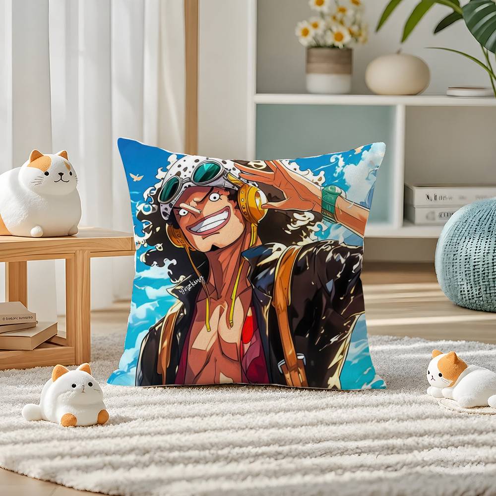 One Piece Gear Five Luffy Anime Plush Pillow Cover Soft Short Plush Cushion Cover For Sofa Bedroom Home Decor Gift Decoration