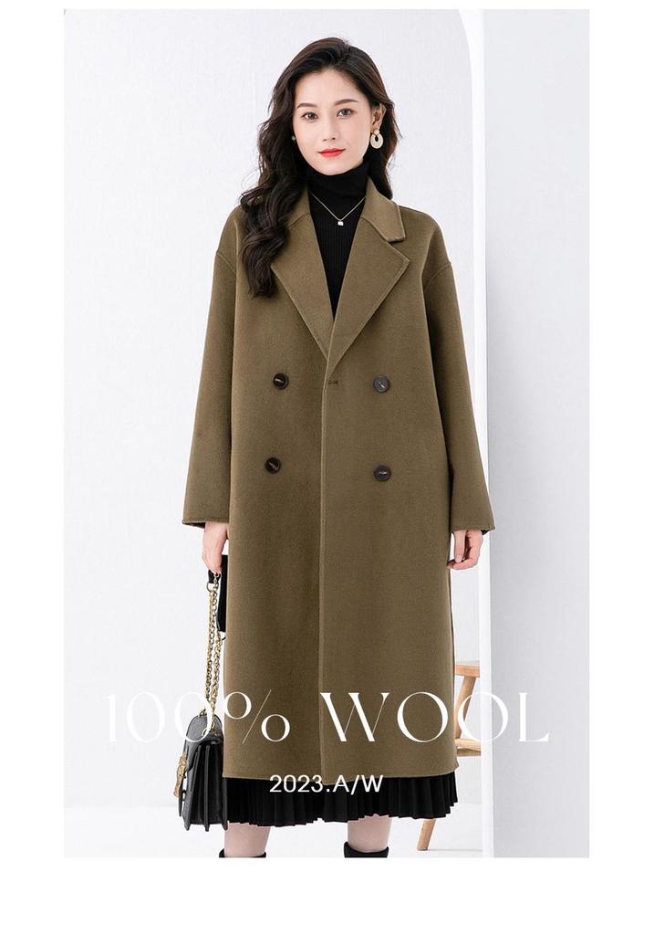 Autumn/Winter Loose Double-Sided Wool Coat - Women's Korean Double-Breasted Camel Coat