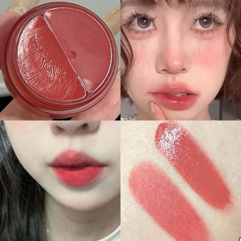 HERORANGE Peach Gauze Lip & Cheek Cream: Korean-Style Watery Matte Lip Mud & Two-Color Blush