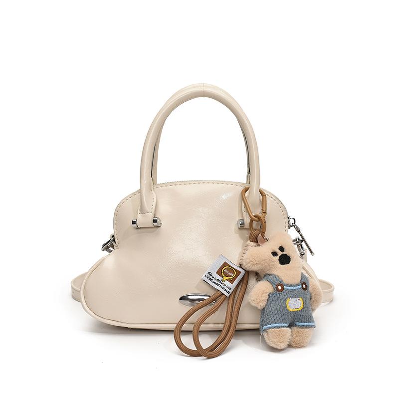 2025 Korean Trend Sweet Toast Shell Bag Temperament Simple Commuter Oil Wax Leather Texture Messenger Bag Women