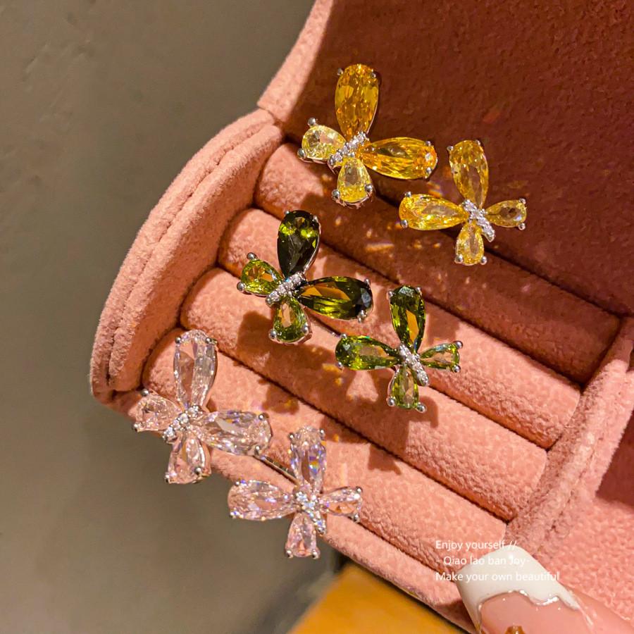Animal Inspired Butterfly Open Ring With Cubic Zirconia For Fashion Women