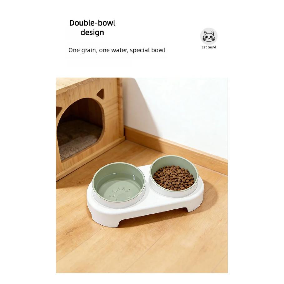 Adjustable Height Pet Double Bowl Feeder for Dogs & Cats Raised Food Water Bowl Set Ergonomic Neck Protection Feeding Supply