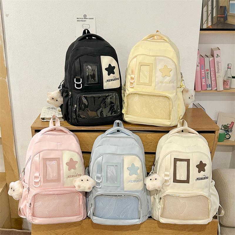 Cute Star Design Backpack for Women and Girls – Lightweight School Bag with Front Pocket, Mesh Compartment – Perfect for Daily Use, College, or Travel