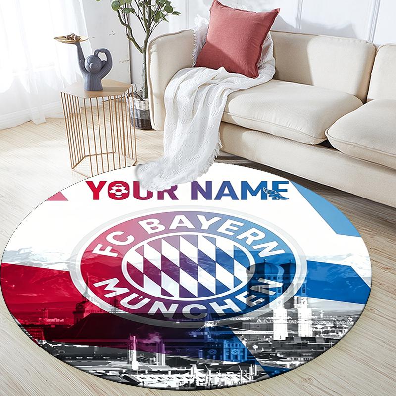 Custom Name,Bayern Munchen pattern round rug,Carpet Rug for Living Room Bedroom Playroom ,Non-slip Floor Mat,Holiday Gifts and Birthday Gifts.