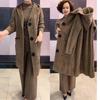 Damen Frühling Herbst Jacquard Twists Strickjacke Pullover Große Größe Lange Kapuze Einreihig Strickjacke Mantel