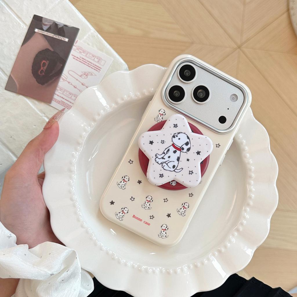 Spotted puppy magnetic suction bracket for 17 apple 17pm mobile phone case iphone16 cute 15 soft cover 13 personality