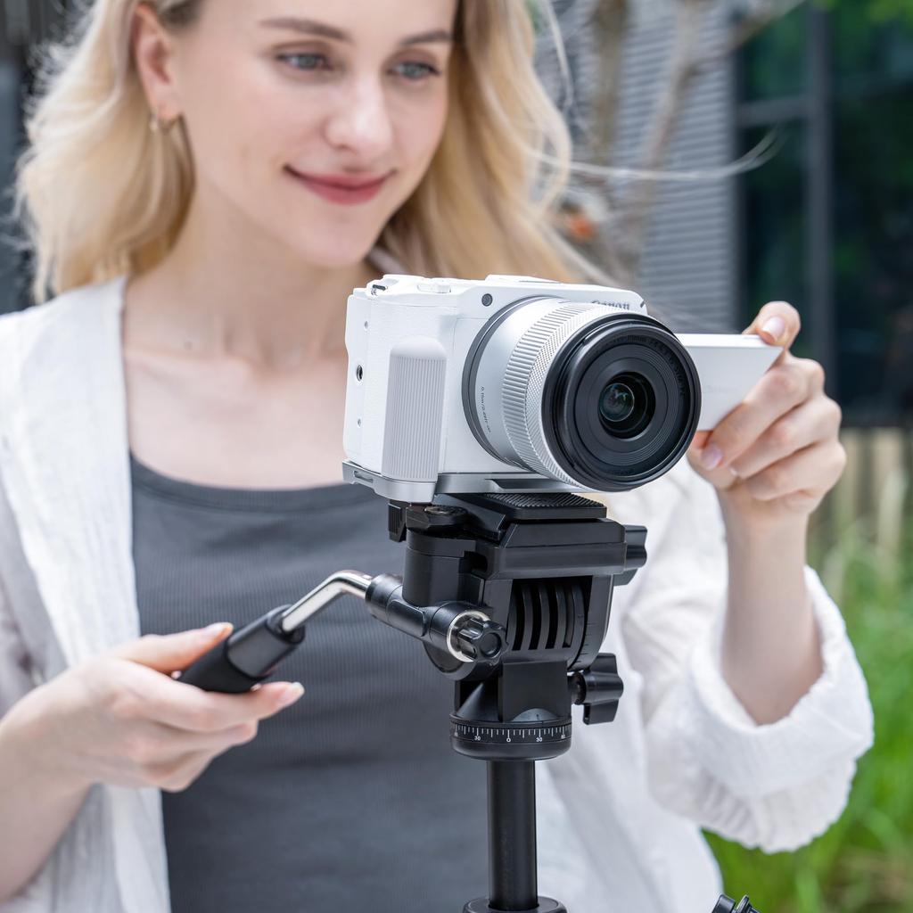 JJC Metal Hand Grip for Canon EOS R50V Easy Battery Screw On the and Compatible with Microphones and LED Fill Silver L-Shaped Camera, Replacement,